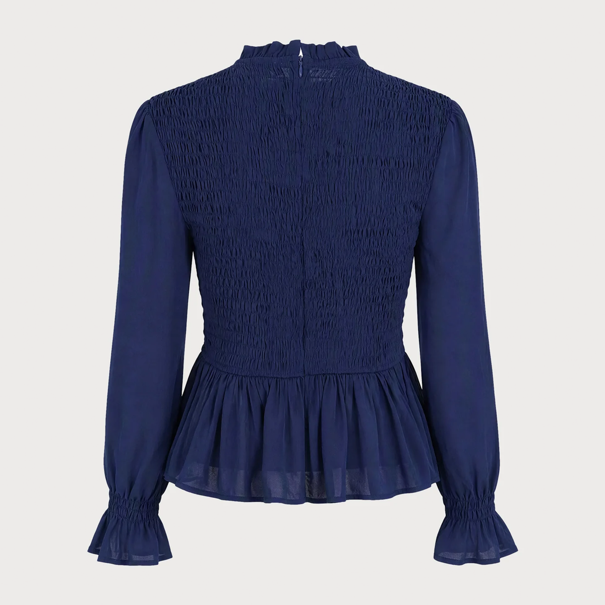 Ruffled High Neck Puff Sleeve Slim Blouse Tee