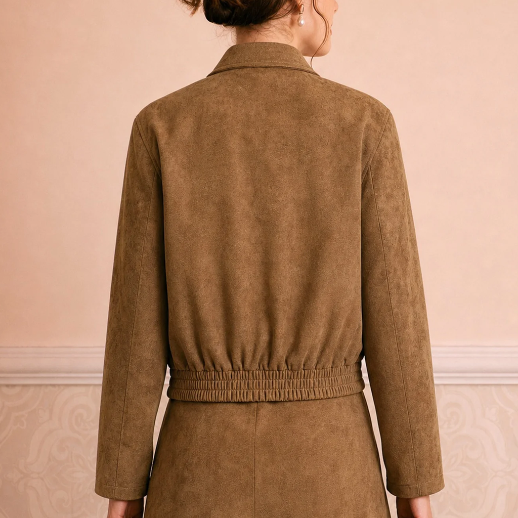 Zip Front Button Detail Loose Casual Jacket